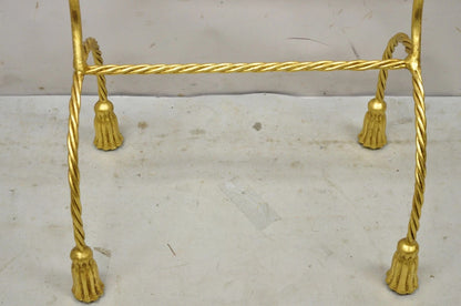 Vintage Italian Hollywood Regency Gold Gilt Metal Iron Towel Rack w/ Tassel Feet