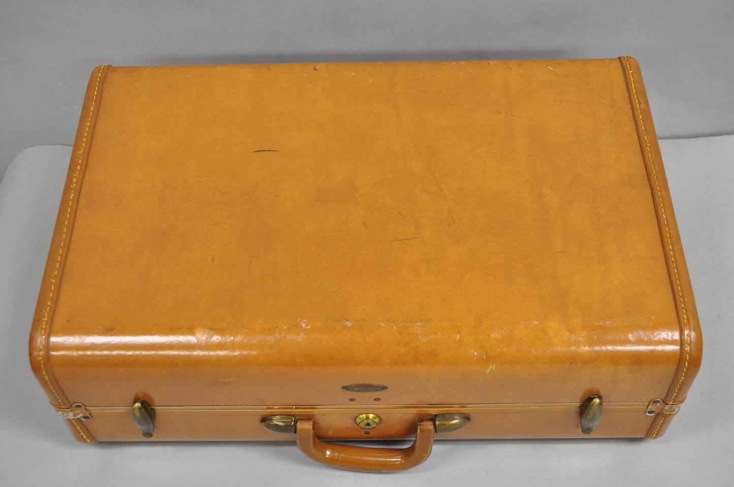 Vintage Samsonite Art Deco Brown Leather Hardcase 21" Suitcase Luggage Bag