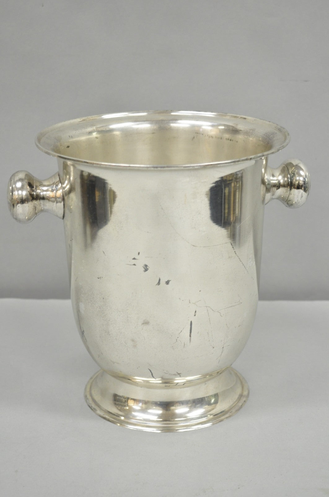 Mid Century Modern Silver Plated Twin Handle Urn Champagne Chiller Ice Bucket