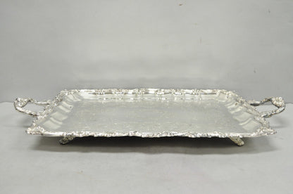 Vintage Sheridan English Victorian Silver Plated Footed Serving Platter Bar Tray
