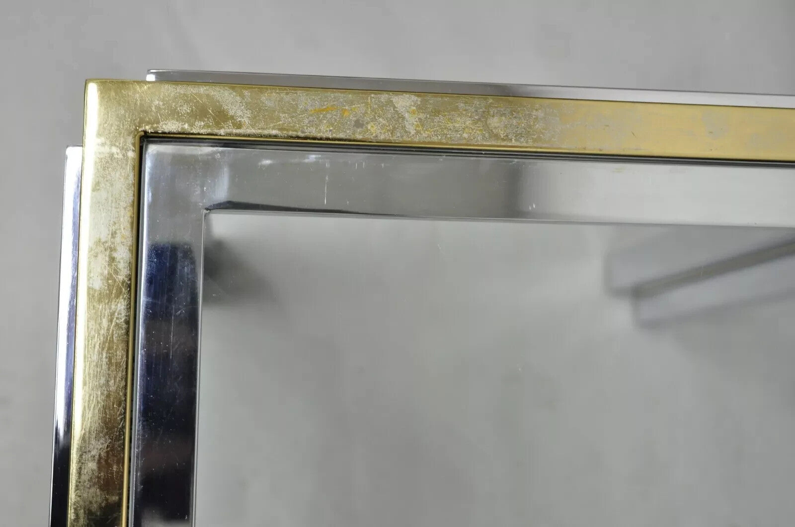 Romeo Rega Modernist Maison Jansen Style Chrome Brass Glass Console Hall Table