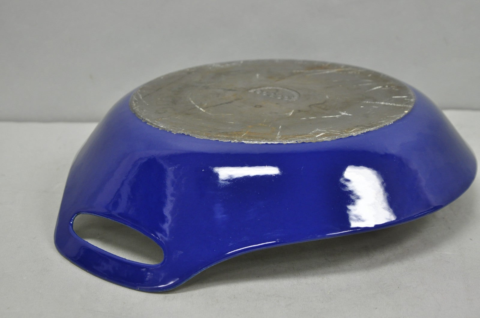 Vintage Michael Lax Copco Denmark Modern Blue Enamel Cast Iron Paella Dish Pan