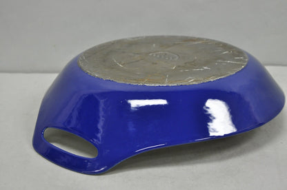 Vintage Michael Lax Copco Denmark Modern Blue Enamel Cast Iron Paella Dish Pan