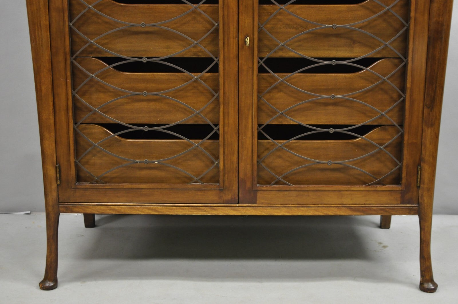 Vintage French Hollywood Regency Custom Walnut Tall Chest Highboy Dresser