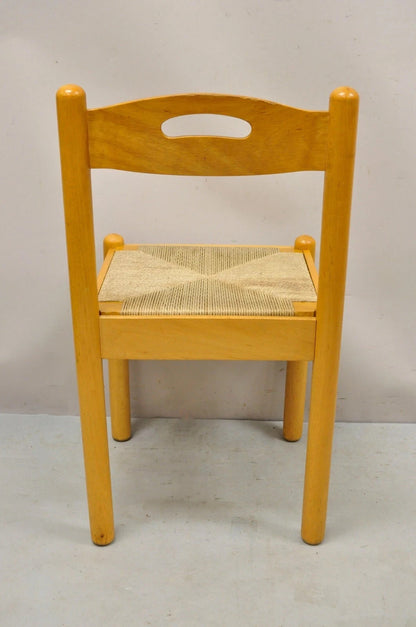 Mid Century Modern Birch Maple Bentwood Woven Rush Dining Chairs - Set of 6