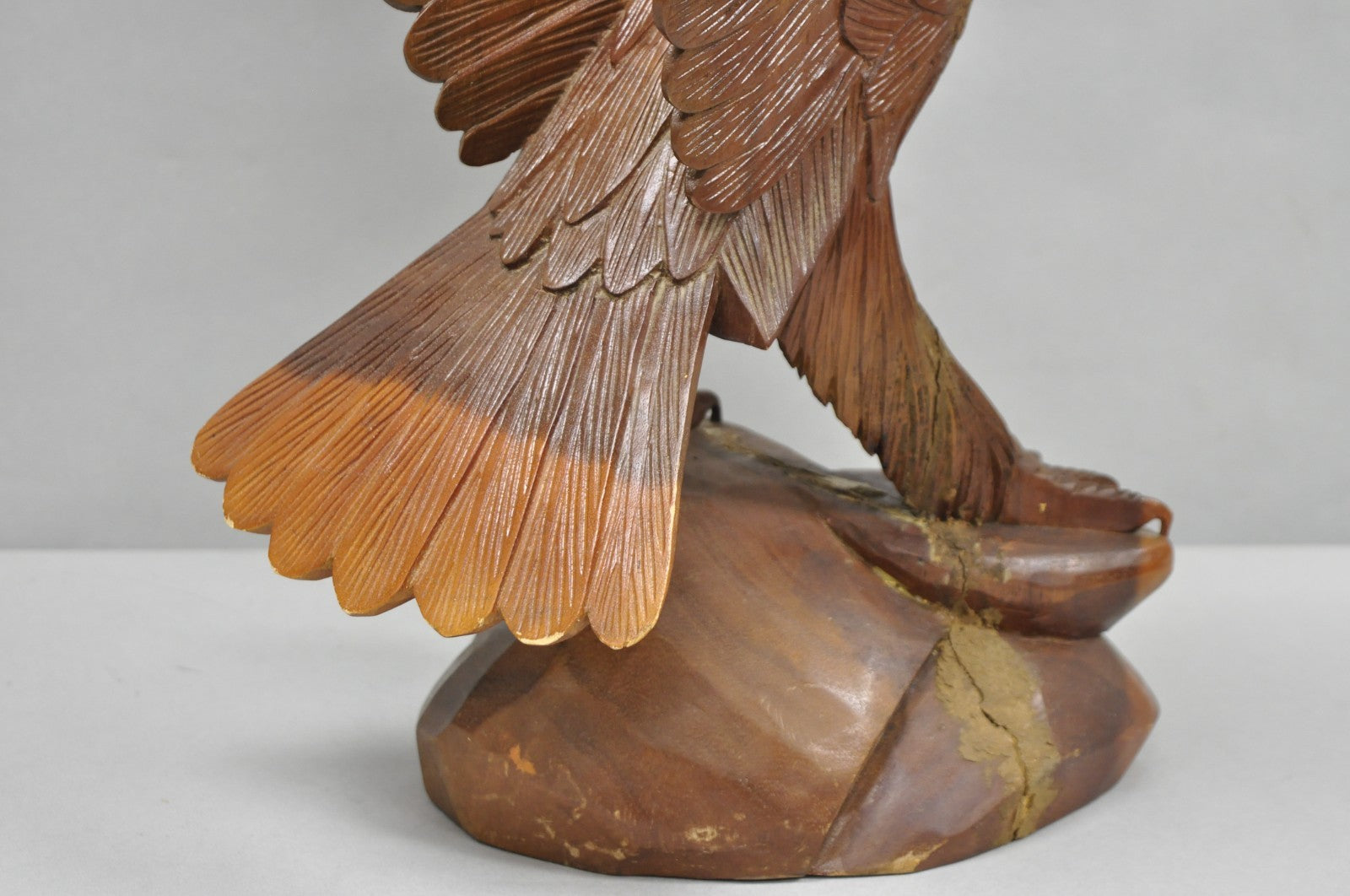 Vintage Black Forest 24" Hand Carved Wood Bald Eagle Figure Statue Sculpture