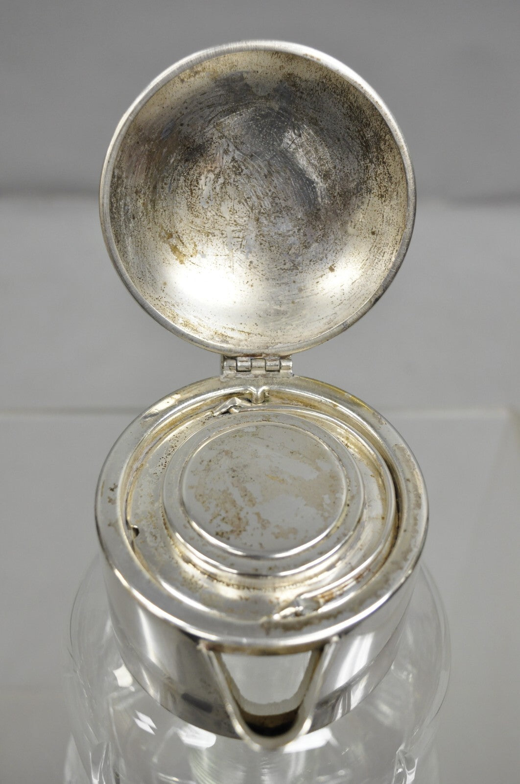 Antique Victorian German Silver Plated Cut Crystal Glass Lemonade Water Pitcher