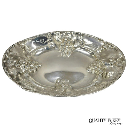 Antique Homan Mfg 1685 Silver Plated Repousse Embossed Grapevine Bar Nut Dish