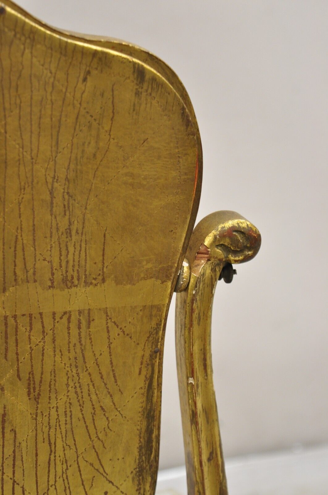 Italian Hollywood Regency Carved Gold Giltwood Distressed Small Vanity Mirror