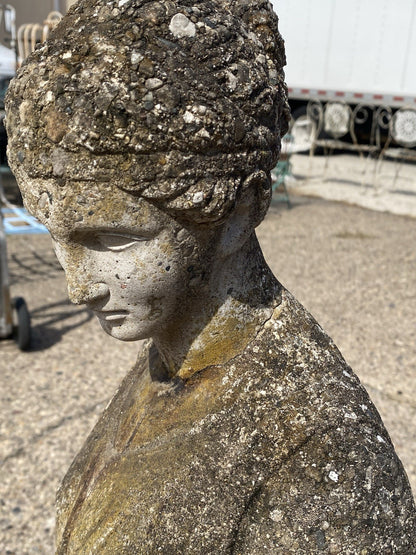 Vintage Greek Classical Goddess Hebe Concrete Stone 40" Garden Statue Figure