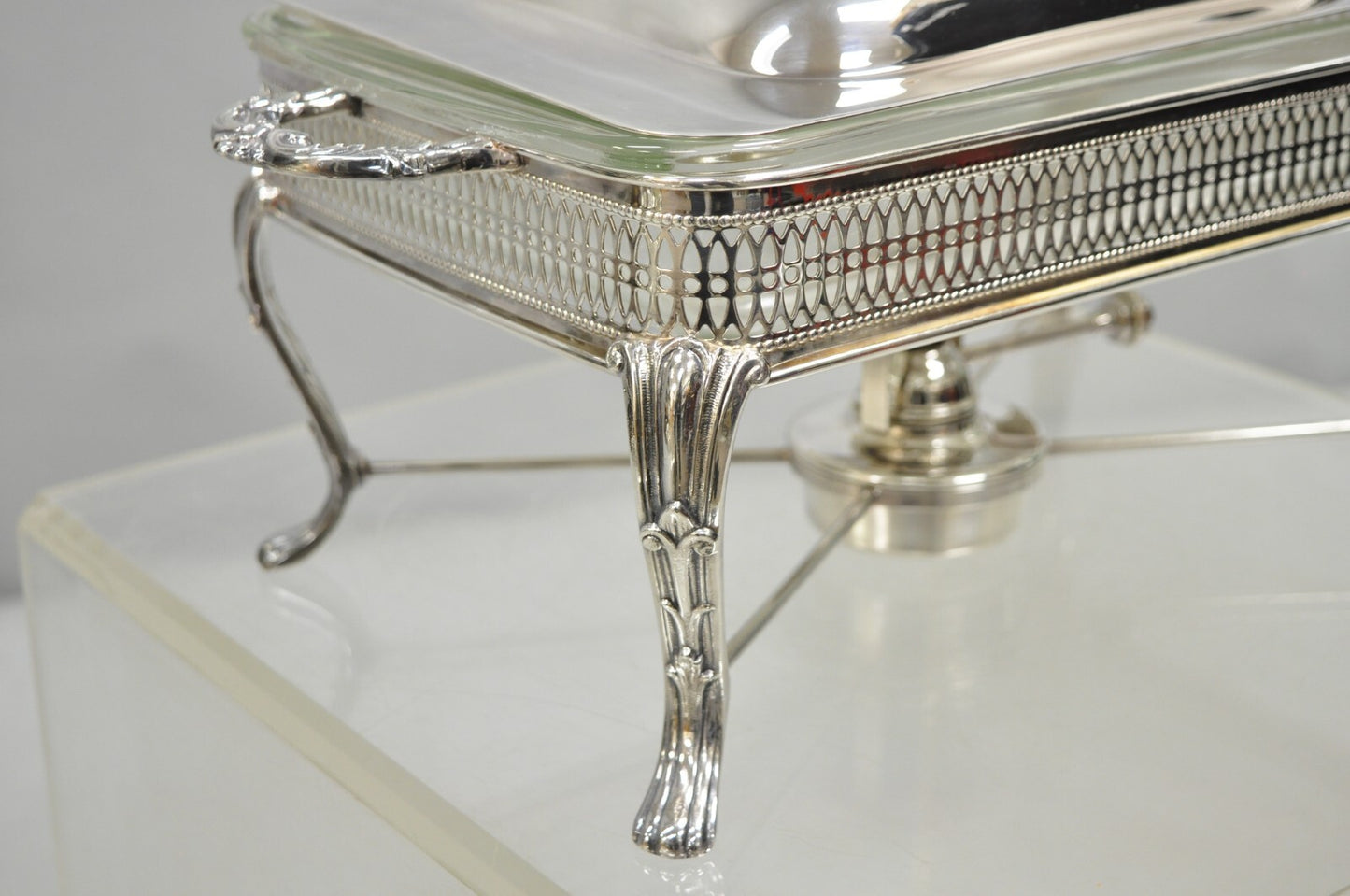 Vintage Sheffield USA Victorian Silver Plated Chafing Dish Buffet Food Warmer