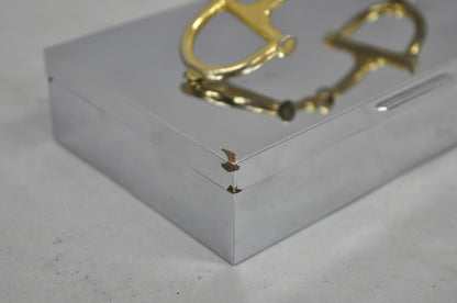 Vintage Brass Horsebit Silver Plated Gucci Style Cigarette Snuff Box Casket