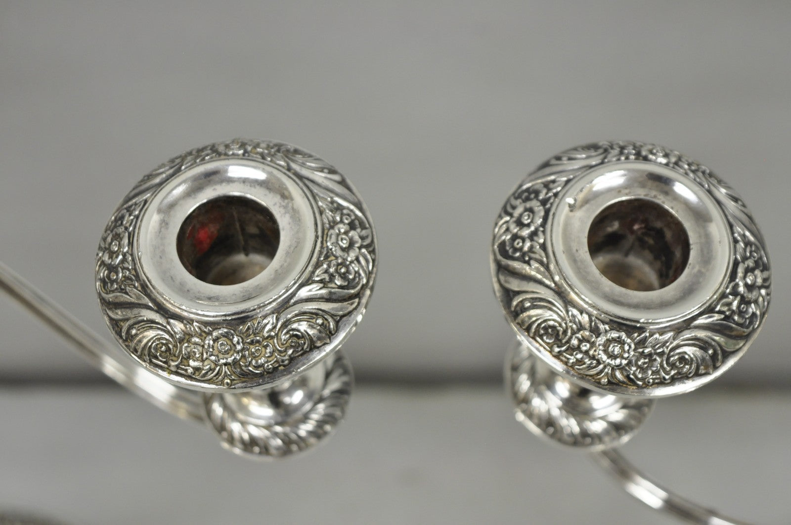 Heritage 1847 Rogers Bros 9416 Silver Plated 3 Arm Ornate Candelabra - a Pair