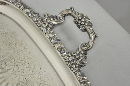 Antique Barker Ellis Victorian Silver Plated Serving Platter Bar Tray Engraved
