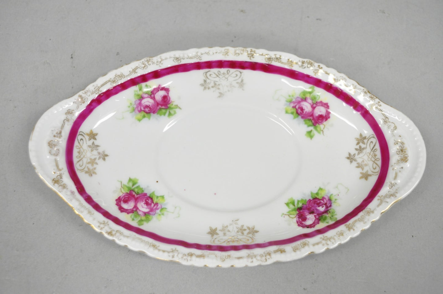 (12) Victoria Carlsbad Austria 8 3/8" Porcelain Fish Plates & Gravy Sauce Boat