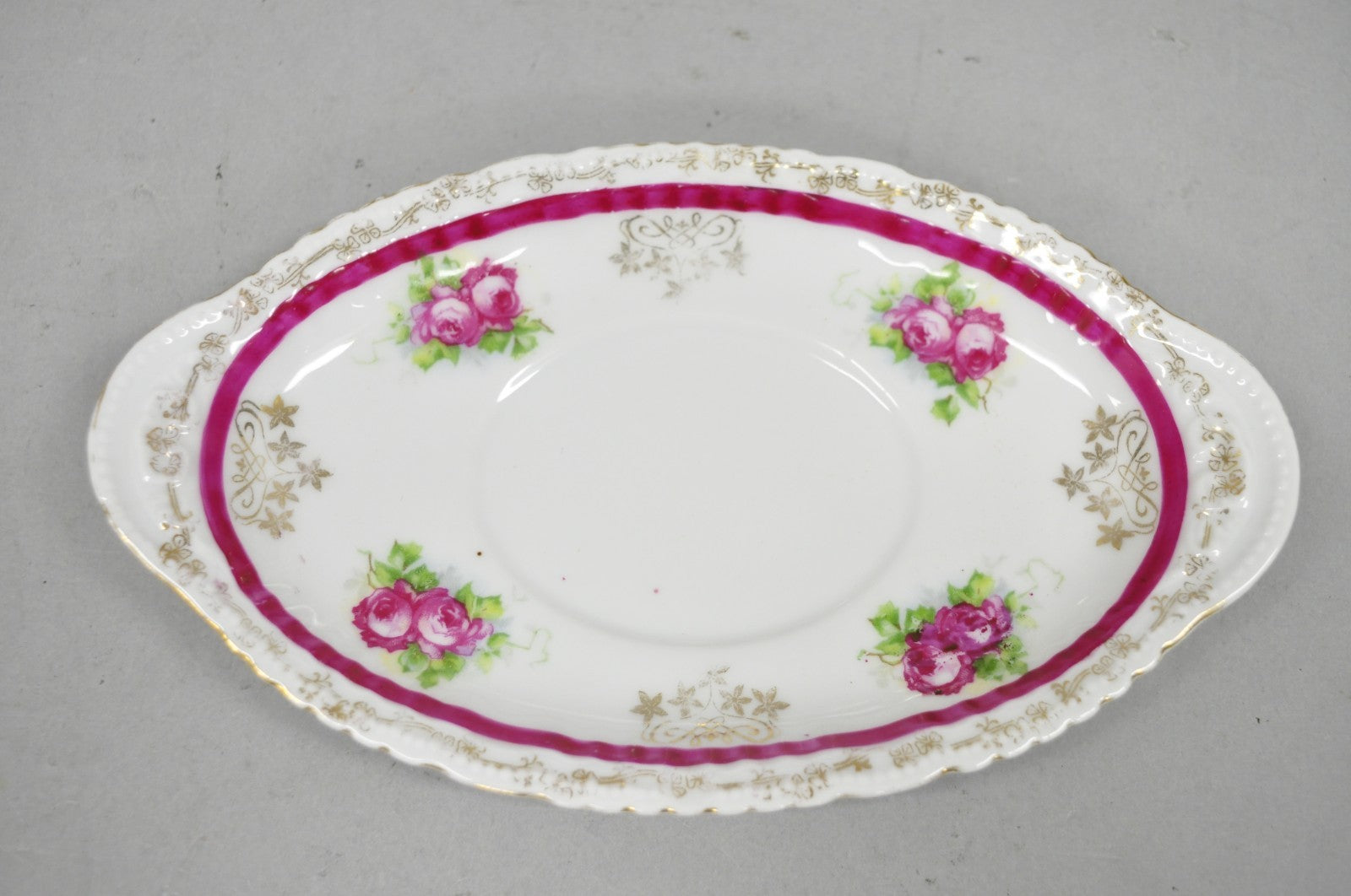 (12) Victoria Carlsbad Austria 8 3/8" Porcelain Fish Plates & Gravy Sauce Boat