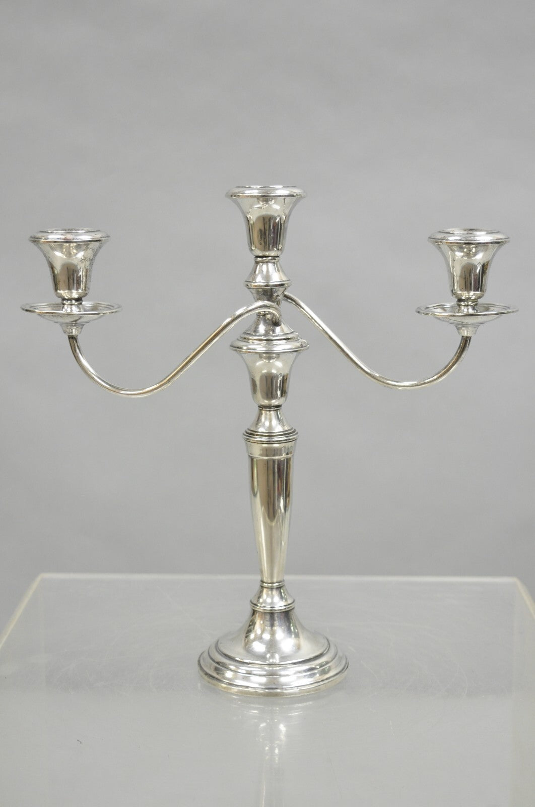 Vintage Revere Silversmith Sterling Silver Weighted 3 Arm Candelabra Candlestick