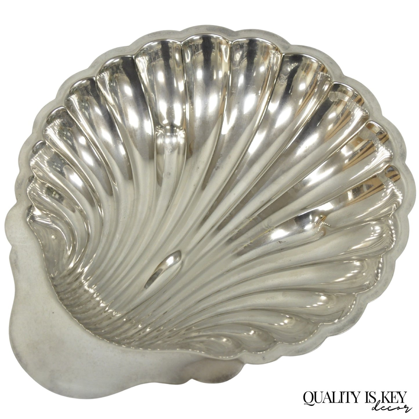 Vintage Mid Century Modern Large Silver Plated Clam Shell Serving Dish Platter