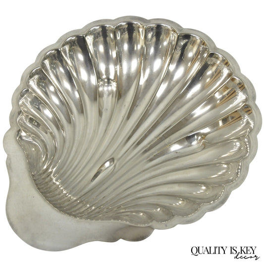 Vintage Mid Century Modern Large Silver Plated Clam Shell Serving Dish Platter