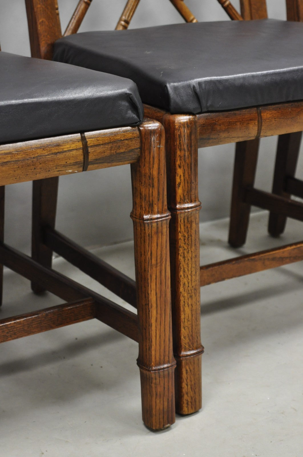 Vintage Hollywood Regency Faux Bamboo Lattice Dining Chair by Century - Set of 4