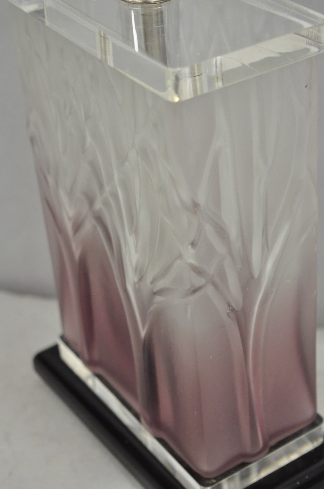Mid Century Modern Acrylic Lucite Purple "Tree of Life" Small Cube Table Lamp