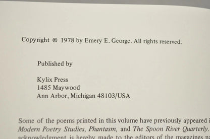 Emery George A Gift of Nerve/Poems Book 1966-1977 Kylix Press 1978 Paperback NOS