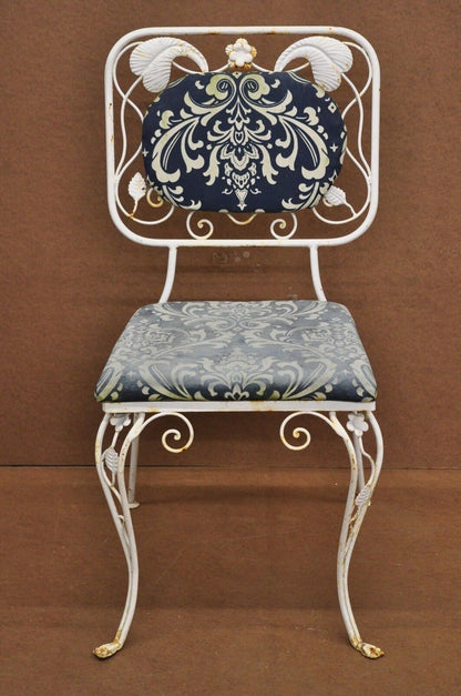 Vintage Art Nouveau Style Floral Wrought Iron Garden Dining Chairs - Set of 4