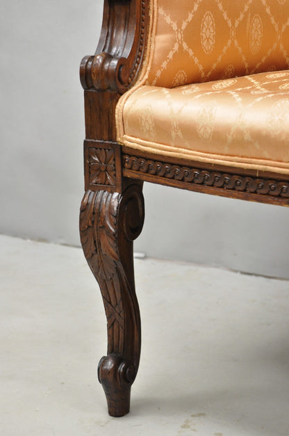 Antique French Victorian Louis XV Style Open Carved Walnut Loveseat Settee Sofa