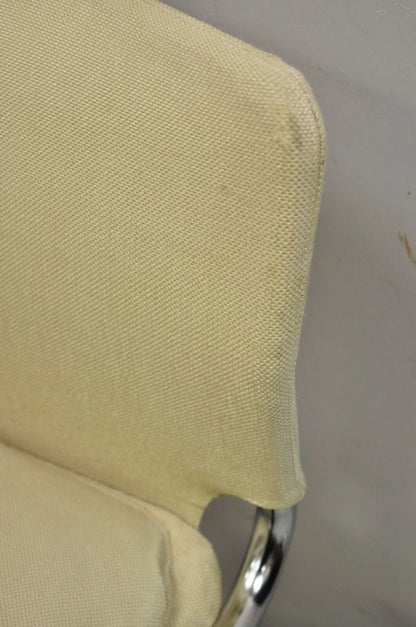 Mid Century Modern Milo Baughman Style Tubular Chrome Cantilever Side Chair