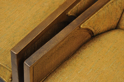 Mid Century Modern Hollywood Regency Sculpted Wood & Cane Lounge Chairs - Pair