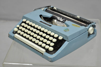 Vintage Brother Webster XL-747 Portable Typewriter Baby Blue with Metal Case