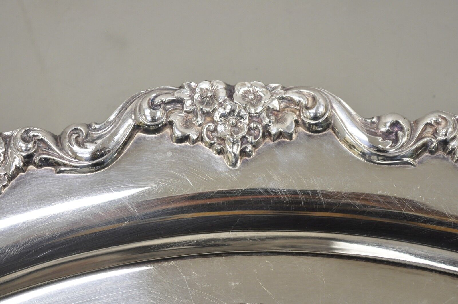 Vintage Poole Silver Co Lancaster Rose 30" Victorian Style Serving Platter Tray