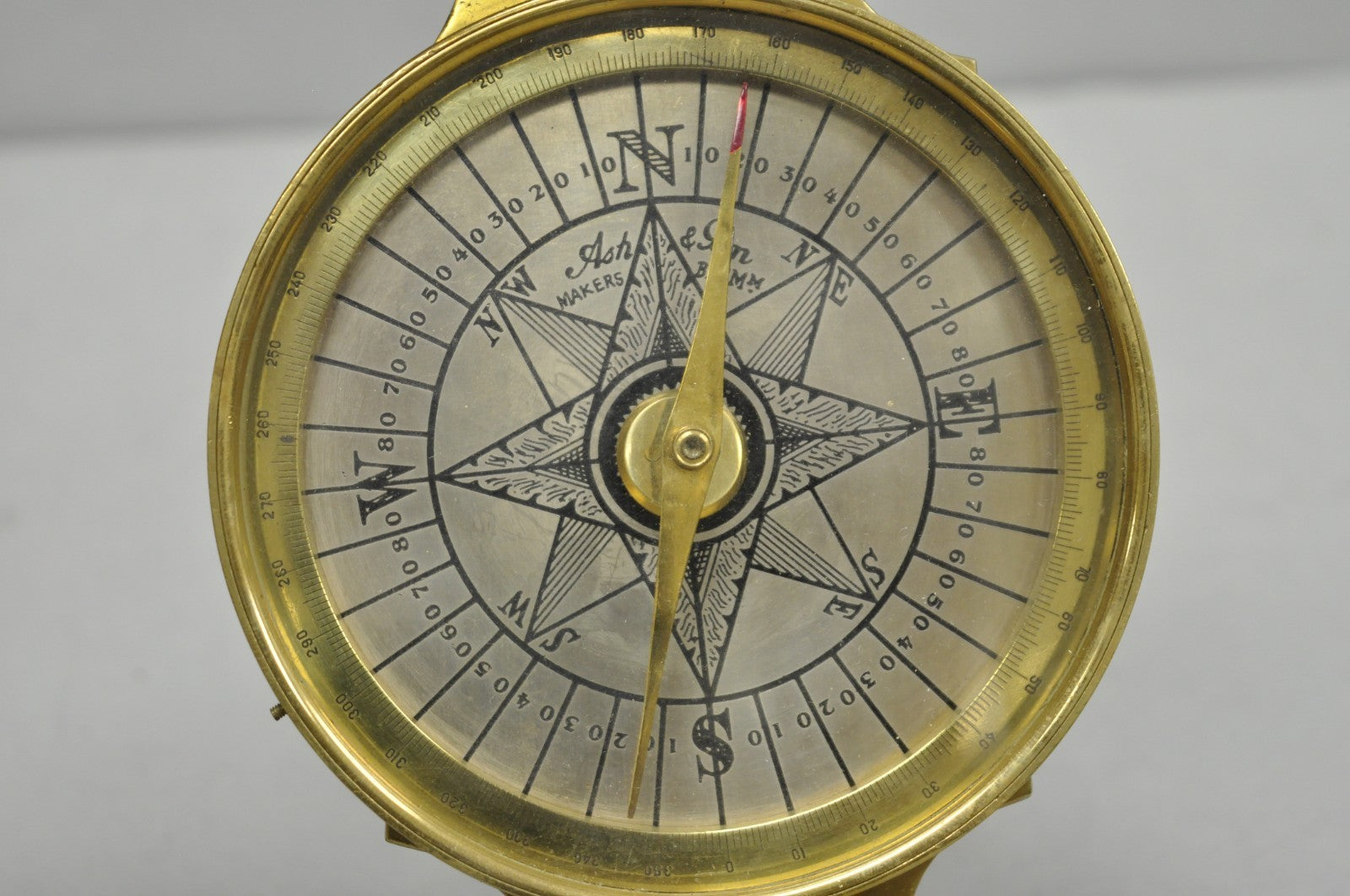 Vintage Victorian Ash & Son Makers Brass Maritime Ship Compass Birmingham Cover