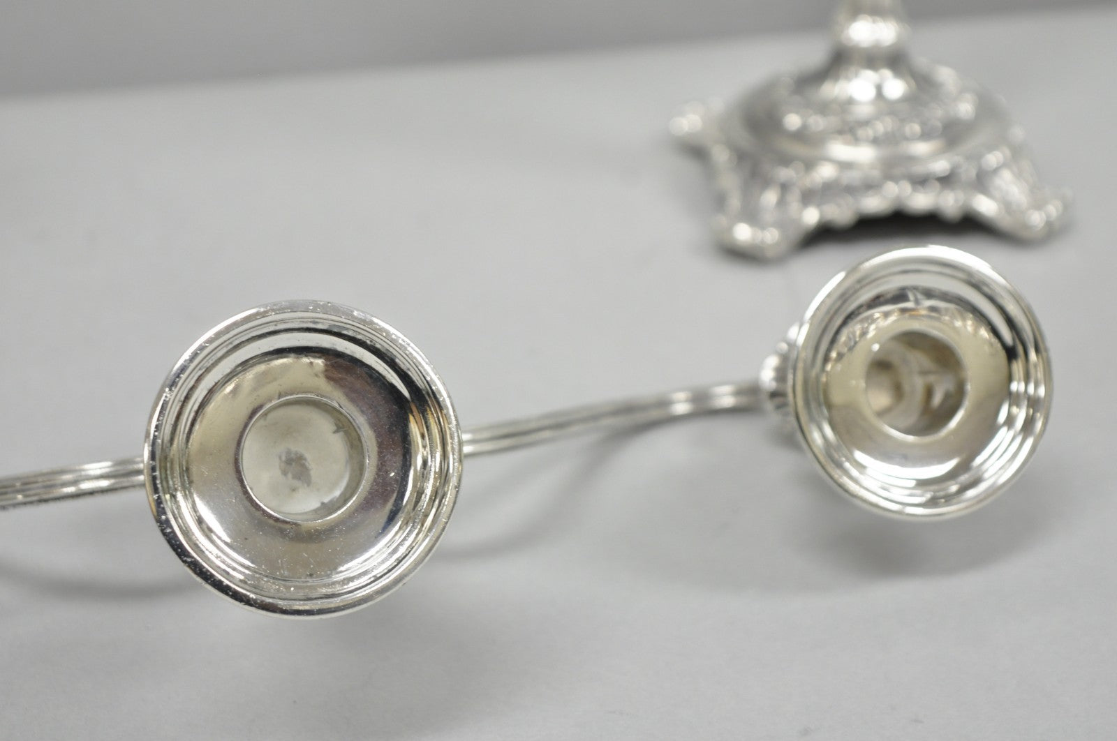 Vintage WM Rogers & Son Silver Plated 3 Arm Convertible Candelabra - a Pair