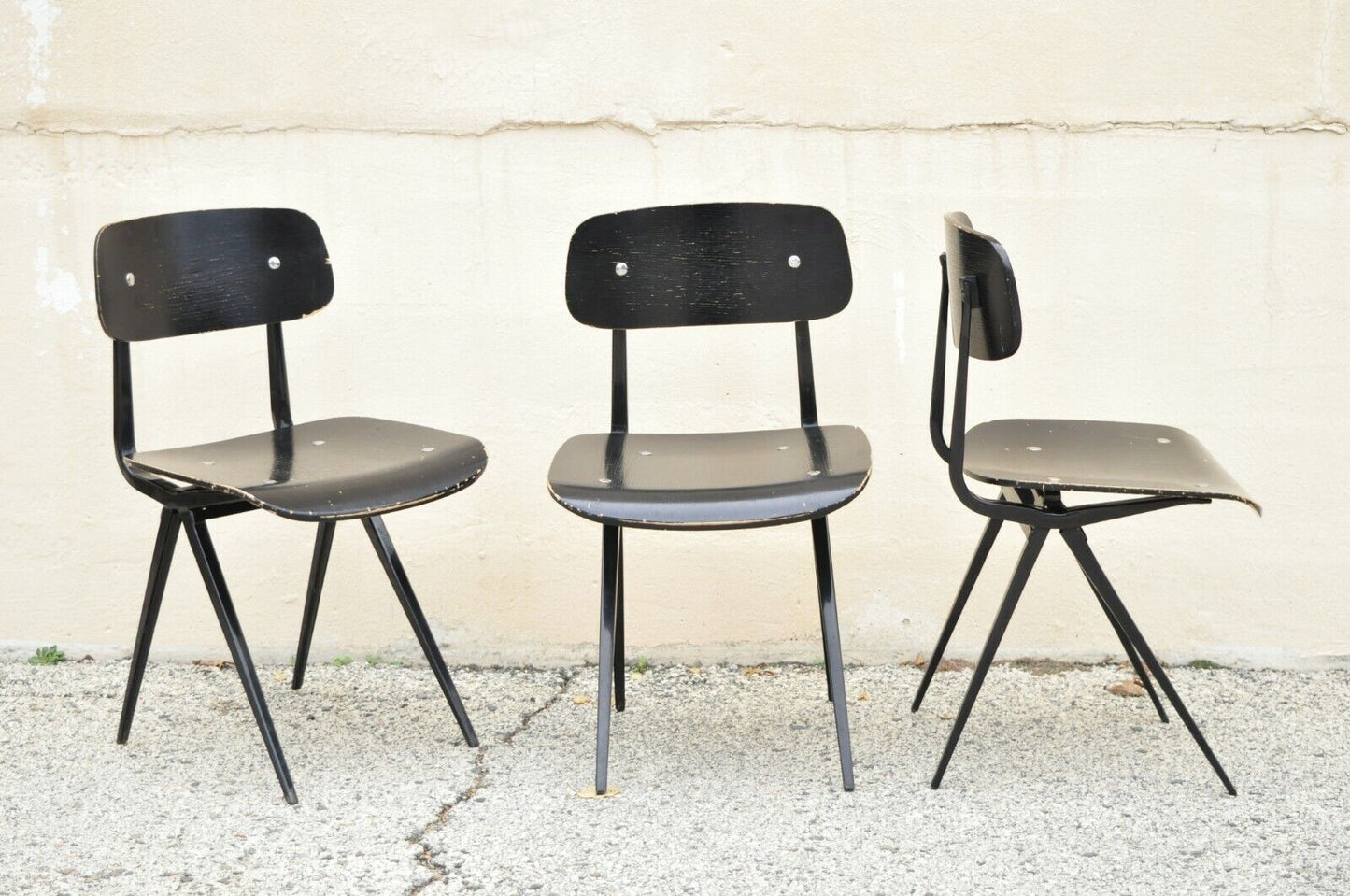 Industry West Madewell Industrial School Side Chair Black Metal Frame - Set of 3