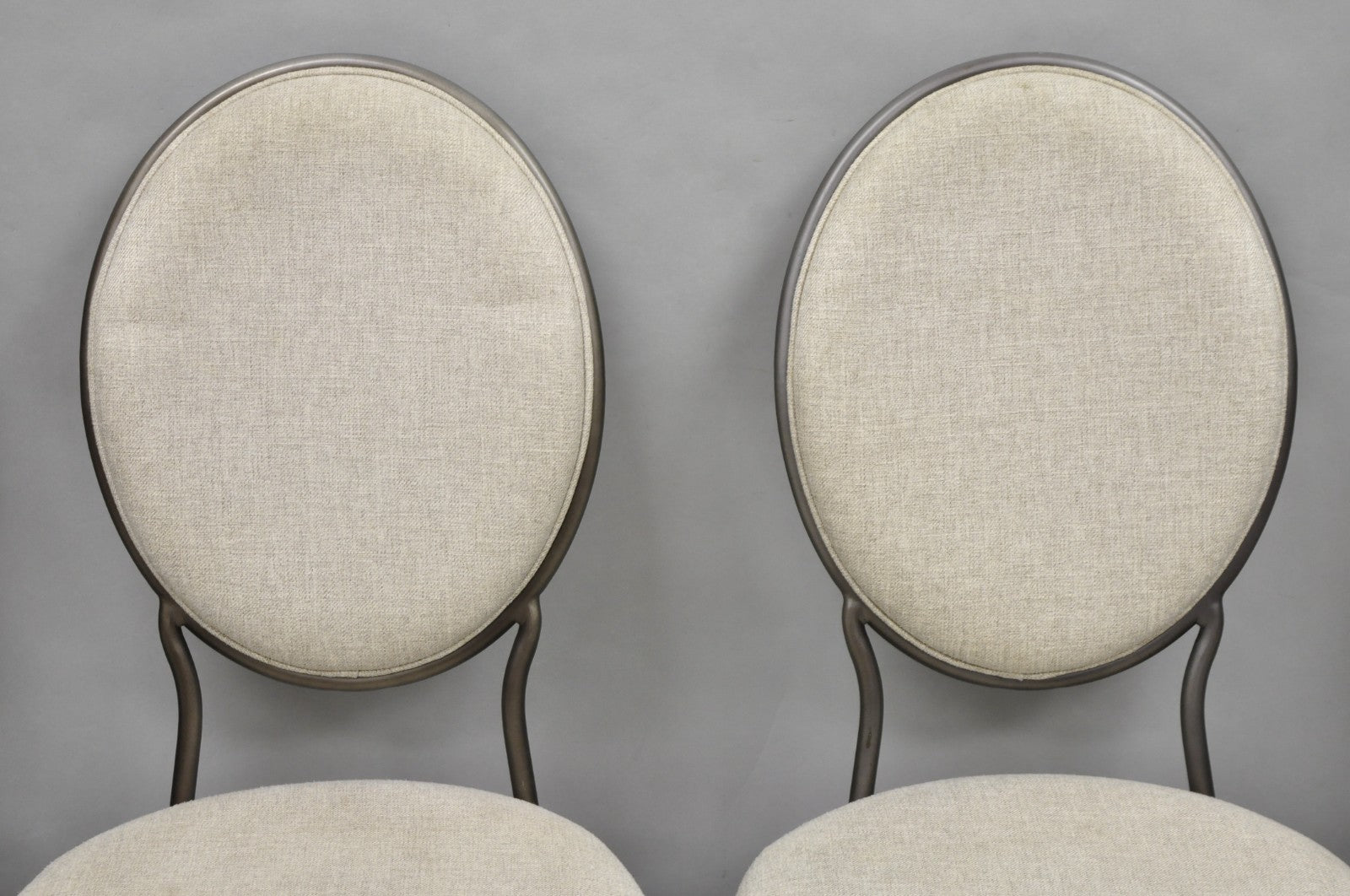 Contemporary Modern Metal Frame Oval Back Upholstered Dining Side Chair Set of 4