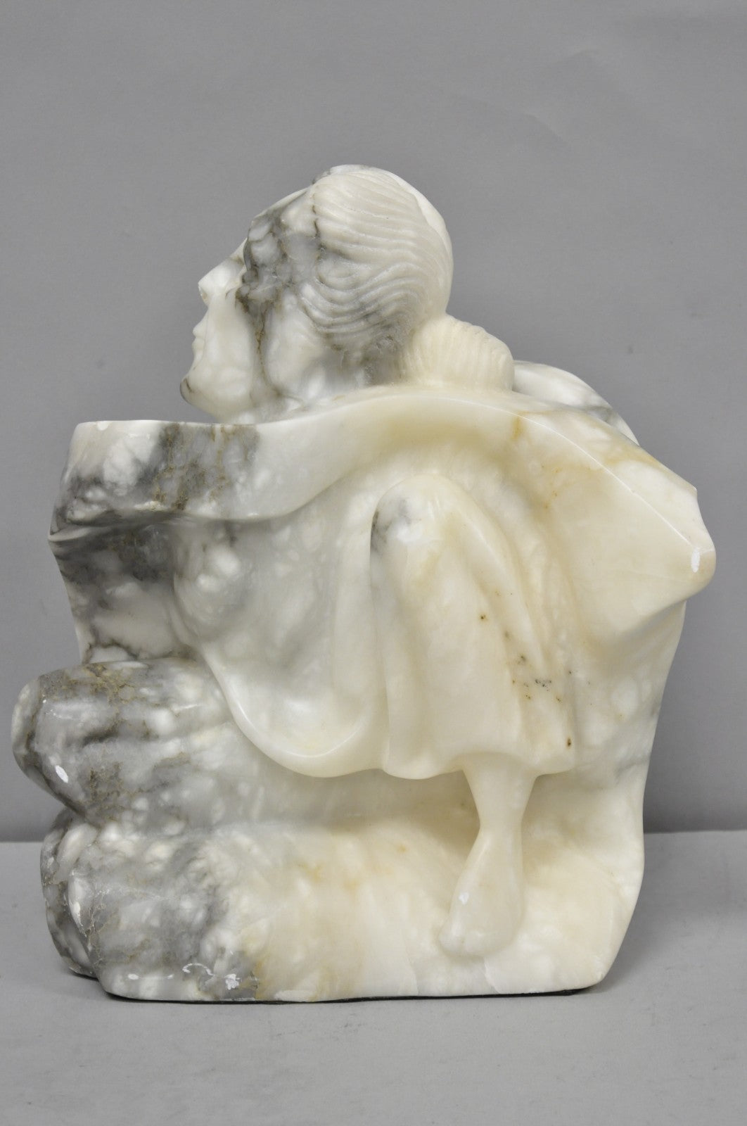 Vintage Seymour Shuren Modern Carved Alabaster Native American Figure Sculpture