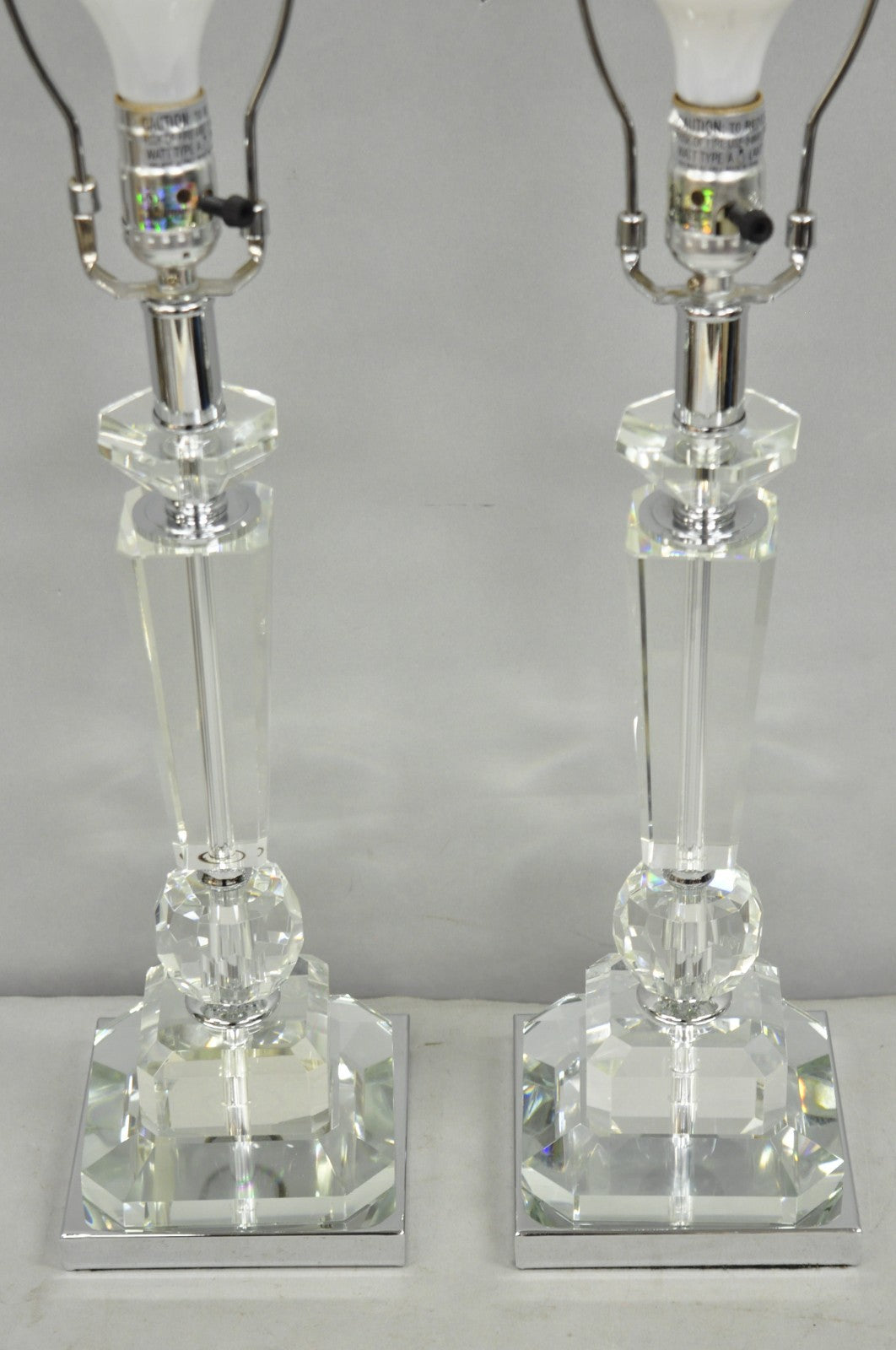 Contemporary Modern Hollywood Regency Glamorous Lead Crystal Table Lamp - a Pair