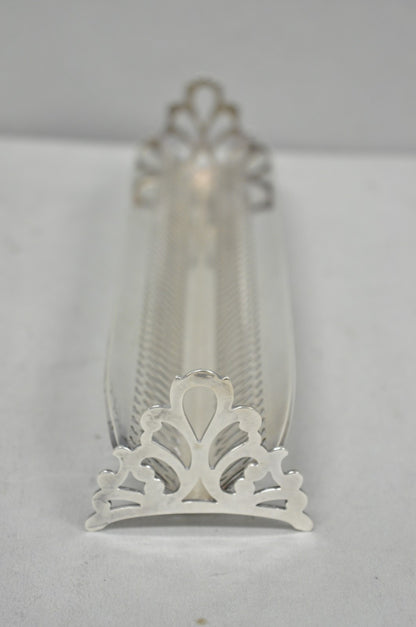 Vintage English Regency Silver Plated Reticulated Sugar Cube Cracker Caddy