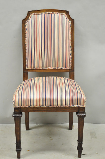 Vintage French Country Provincial Style Carved Walnut Dining Side Chair Set of 4