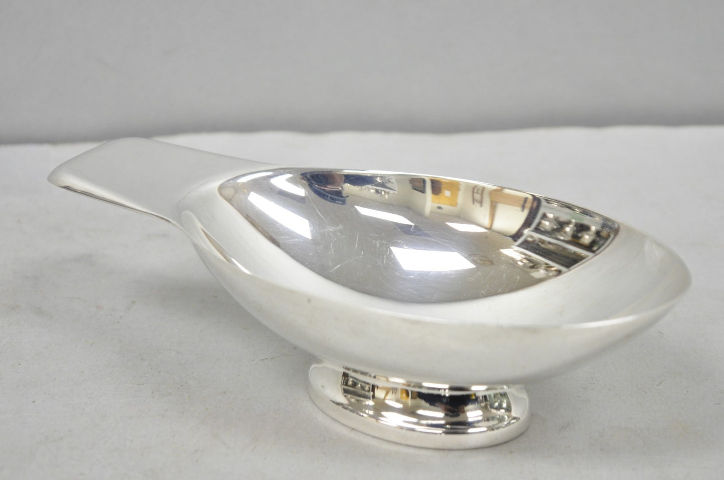 Christofle France Gallia Silver Plated Figural Gravy Sauce Boat w/ Swan Spoon