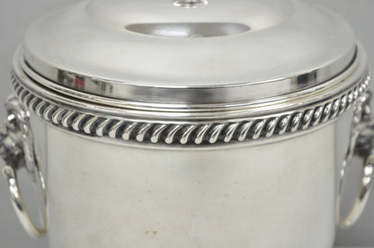 Antique English Regency Lion Head Silver Plated Covered Bar Ice Bucket