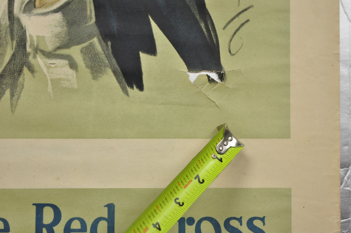 Original Vintage 1918 WWI Harrison Fisher Poster Red Cross Christmas Roll Call