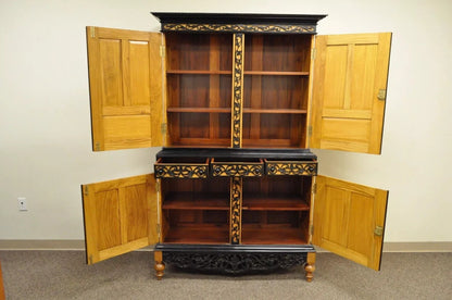 Ceylonese British Colonial Style Satinwood Ebony Mahogany Hutch Cupboard Cabinet