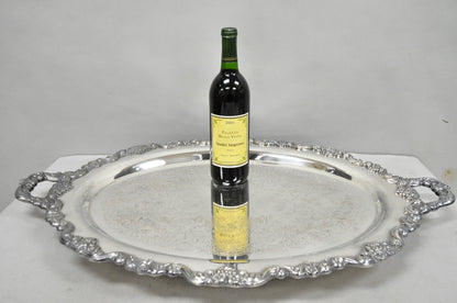 Vintage Poole 400 Lancaster Rose Silver Plated Bar Serving Platter Tray on Feet