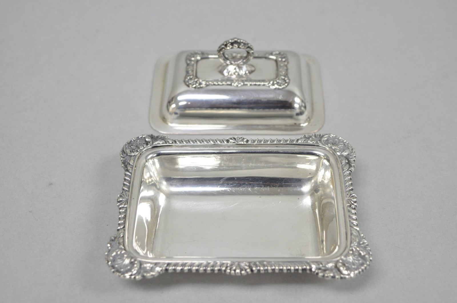 Vintage Miniature Sheffield England Silver Plated Covered Serving Dish Platter
