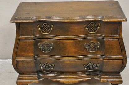 Vintage Small Salesman Sample Chippendale Georgian Style 3 Drawer Bombe Commode
