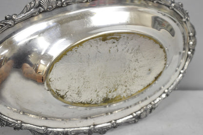 Vintage Victorian Style Silver Plated Oval 13.5" Trinket Serving Dish (C)