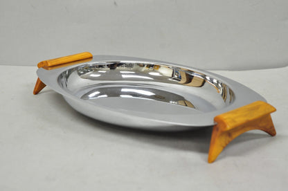 Vintage Art Deco Stainless Steel Glo-Hill Gourmates Butterscotch Bakelite Tray