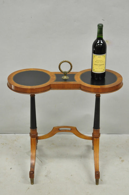 Vintage Weiman Heiroom French Empire Regency Style Black Leather Top Side Table